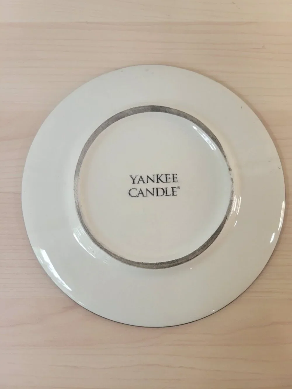 Vintage Retired YANKEE CANDLE Linen Branches Leaves Ceramic Shade Underplate Set